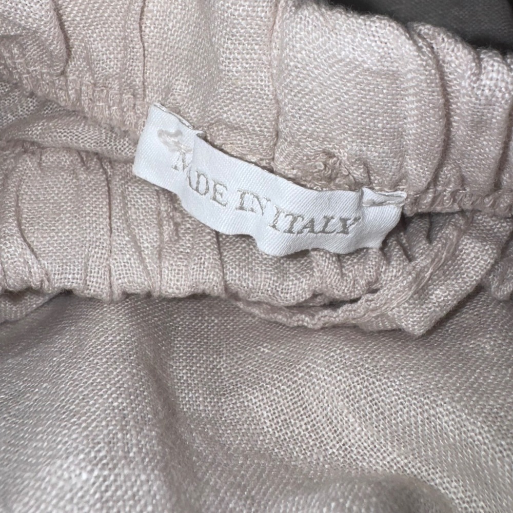 Arte In Italia 100% Linen Drawstring Pants Made in Italy Beige Womens M - Picture 5 of 10